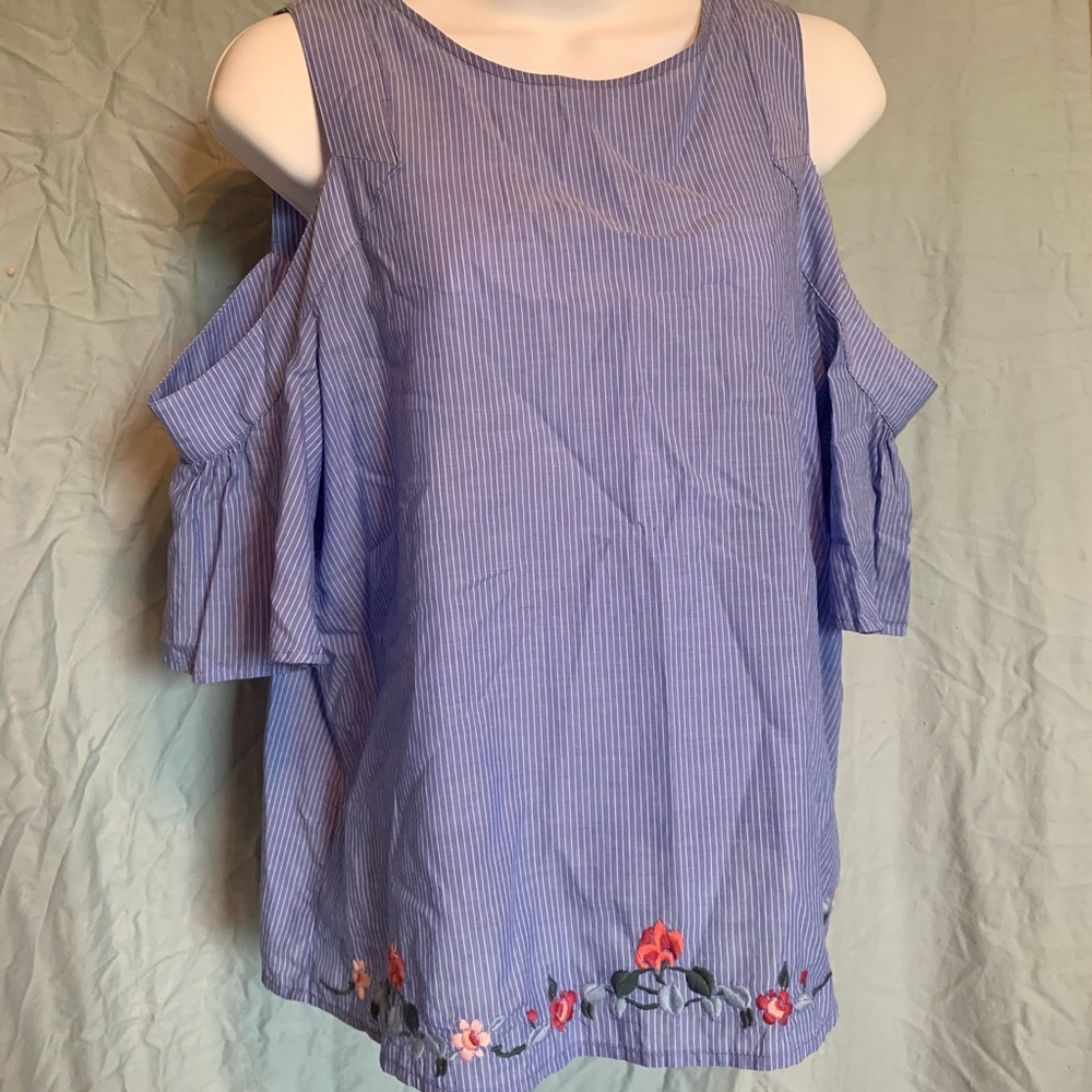 Express Open Shoulder Striped top NWT
